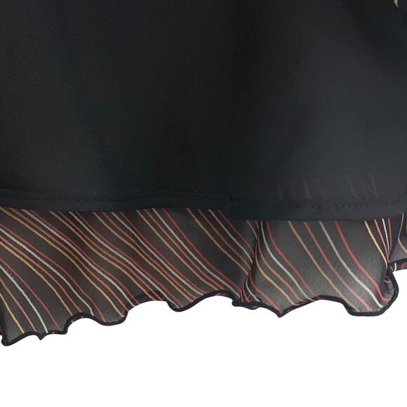 Casual Corner Womens Skirt Size 12 Wavy Stripe Ruffle Knee Length Black Orange - Picture 3 of 7